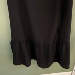 Black dress ruffle shoulder sleeves
